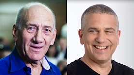 ינון מגל, אהוד אולמרט, צילום: יונתן בלום, באדיבות רדיו 103fm, יותם רונן