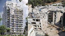 הבניין ברחוב סרלין בחולון, ישן מול חדש. הדמיה: קסם הדמיות, צילום: אסף מילרד kicklapse