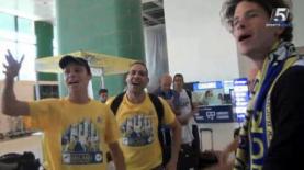 אוהדי מכבי תל אביב במילאנו (צילום מסך: ערוץ הספורט), צילום: צילום מסך ערוץ הספורט