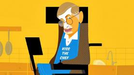 ג'יני. סטיבן הוקינג במודעה של פוגל למדפסת האוכל בתלת מימד, צילום: יח"צ