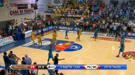 המשחק הרביעי בסדרה בין הפועל אילת למכבי ת"א, צילום: צילום מסך: ערוץ 1