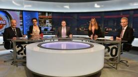 צוות הפטריוטים בערוץ 20: ארי שמאי, ליאת רון, אראל סג"ל, אירית לינור ועו"ד יורם שפטל, צילום: נדב כהן יונתן