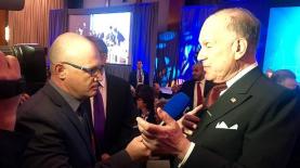 נשיא הקונגרס רון לאודר עם העורך הראשי של חדשות ערוץ 9 דמיטרי דובוב, צילום: באדיבות ערוץ 9