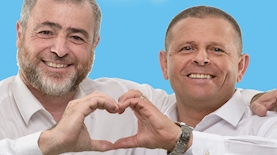 איתן כבל ושמעון ריקלין, קמפיין עיגול לטובה, צילום: יח"צ