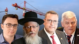 צביקה גנדלמן (מימין), משה ליאון, השר יעקב ליצמן, יאיר פינס, צילום: דוברות והסברה עיריית חדרה, יוסי זמיר, Olivier Fitoussi/Flash90, באדיבות דוברות משרד הבינוי והשיכון