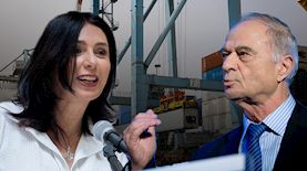 אוריאל לין ומירי רגב על נמל אשדוד, צילום: משה שי ויונתן סינדל פלאש 90