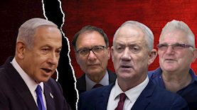 זאב רז, בני גנץ, דוד חודק, בנימין נתניהו, צילום: מסך כאן 11, פלאש 90/ יונתן זינדל, אוליביה פיטוסי, ויקיפדיה/ Arielinson