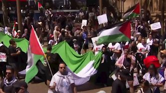 מפגינים פרו-פלסטינים, צילום: יוטיוב/ Sky News Australia