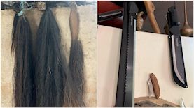 זנבות סוסים וסכינים ששימשו להתעללות, צילום: דוברות המשטרה