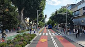 הדמיית הקו הכחול ברחובות, צילום: הדמייה: עדי בואנו, ארקפאקט