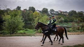 שוטרים באומן, צילום: חיים גולדברג/פלאש 90