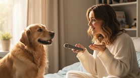 מחכים לשיחה עם הכלב שלכם? (נוצר בבינה מלאכותית)