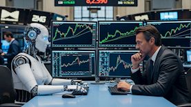 האדם נגד המכונה - בורסה (נוצר בבינה מלאכותית)