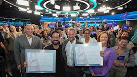 אילן טוויג ואריאל כהן בהנפקת נבאן, צילום: מתוך טוויטר בורסת נאסדק