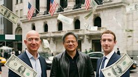 מארק צוקרברג, ג'נסן הואנג, ג'ף בזוס-אילוסטרציה AI