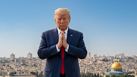 דונלד טראמפ מתפלל, צילום: אילוסטרציית בינה מלאכותית