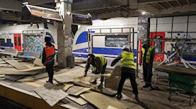 תחנת הרכבת לאחר נפילת הטיל, צילום: רכבת ישראל