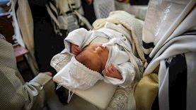 תינוק בברית מילה. אילוסטרציה. למצולמים אין קשר לנכתב, צילום: חיים גולדברג, פלאש 90